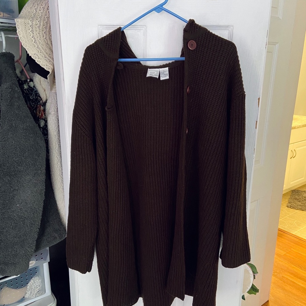 Roamans Vintage Style Heavy Brown Cardigan